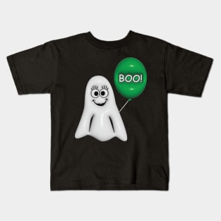 Girl Ghost with Green Balloon Kids T-Shirt